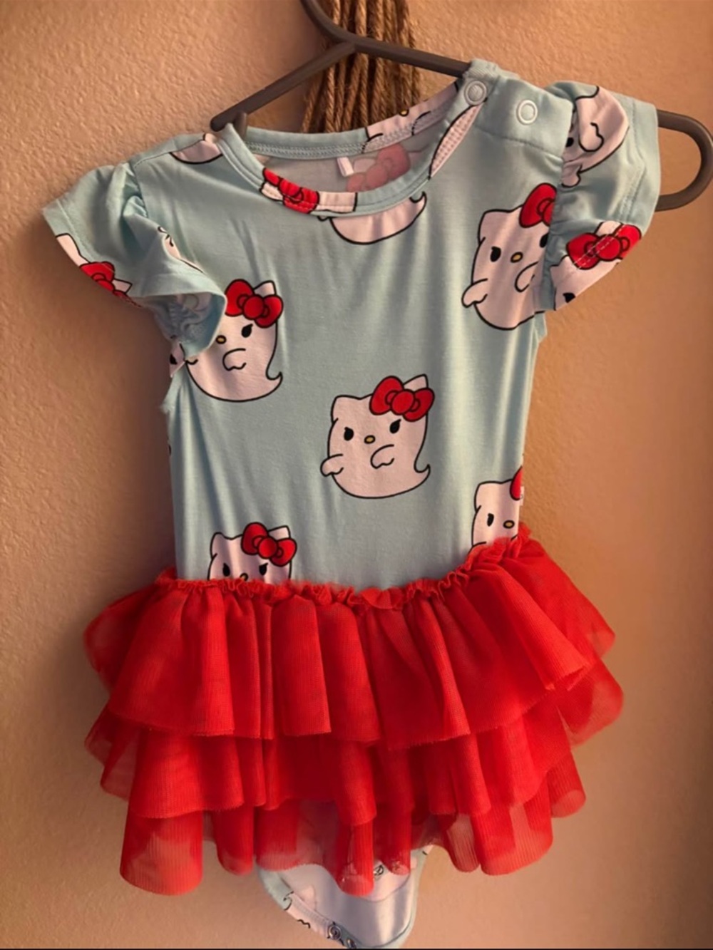 Posh Peanut Light Blue and Red Hello Kitty Print Tutu Dress